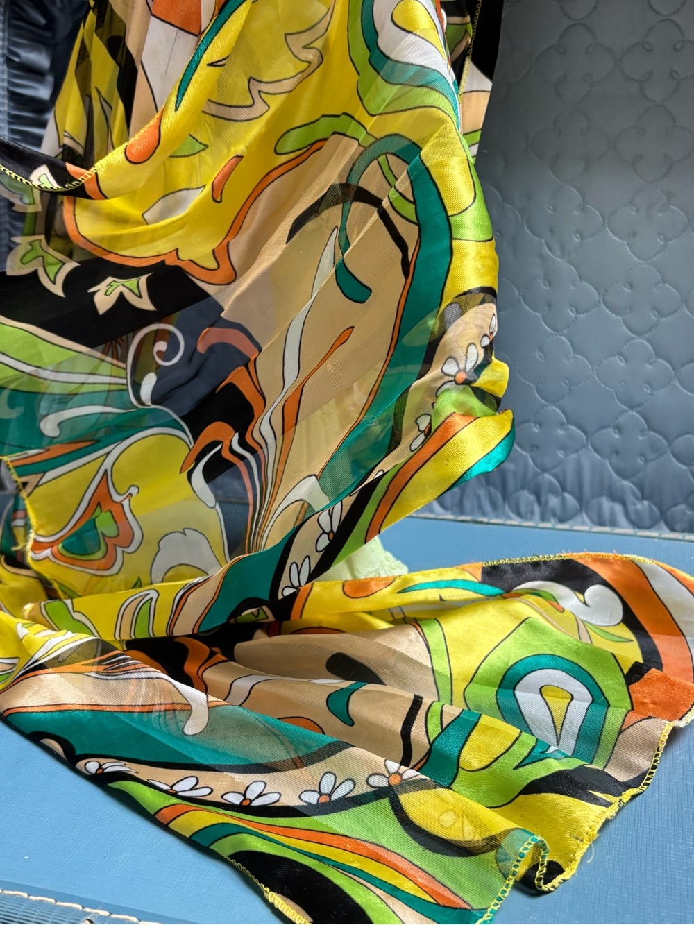 Vintage Psychedelic Scarf, Long Polyester retro